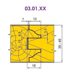 Фрезы для стояков и перемычек филенчатых дверных полотен  03.01.ХХ