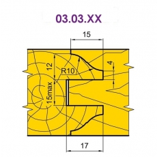 Фрезы для стояков и перемычек филенчатых дверных полотен 03.03.ХХ