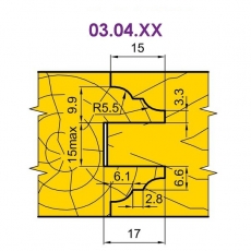 Фрезы для стояков и перемычек филенчатых дверных полотен 03.04.ХХ