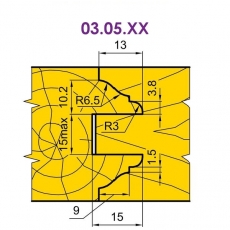 Фрезы для стояков и перемычек филенчатых дверных полотен 03.05.ХХ