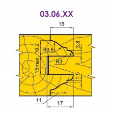 Фрезы для стояков и перемычек филенчатых дверных полотен 03.06.ХХ