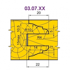 Фрезы для стояков и перемычек филенчатых дверных полотен 03.07.ХХ