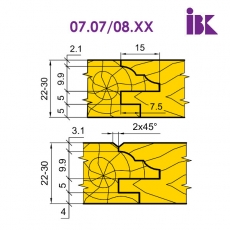 Комплект насадных фрез для производства мебельных фасадов 07.07/08.XX